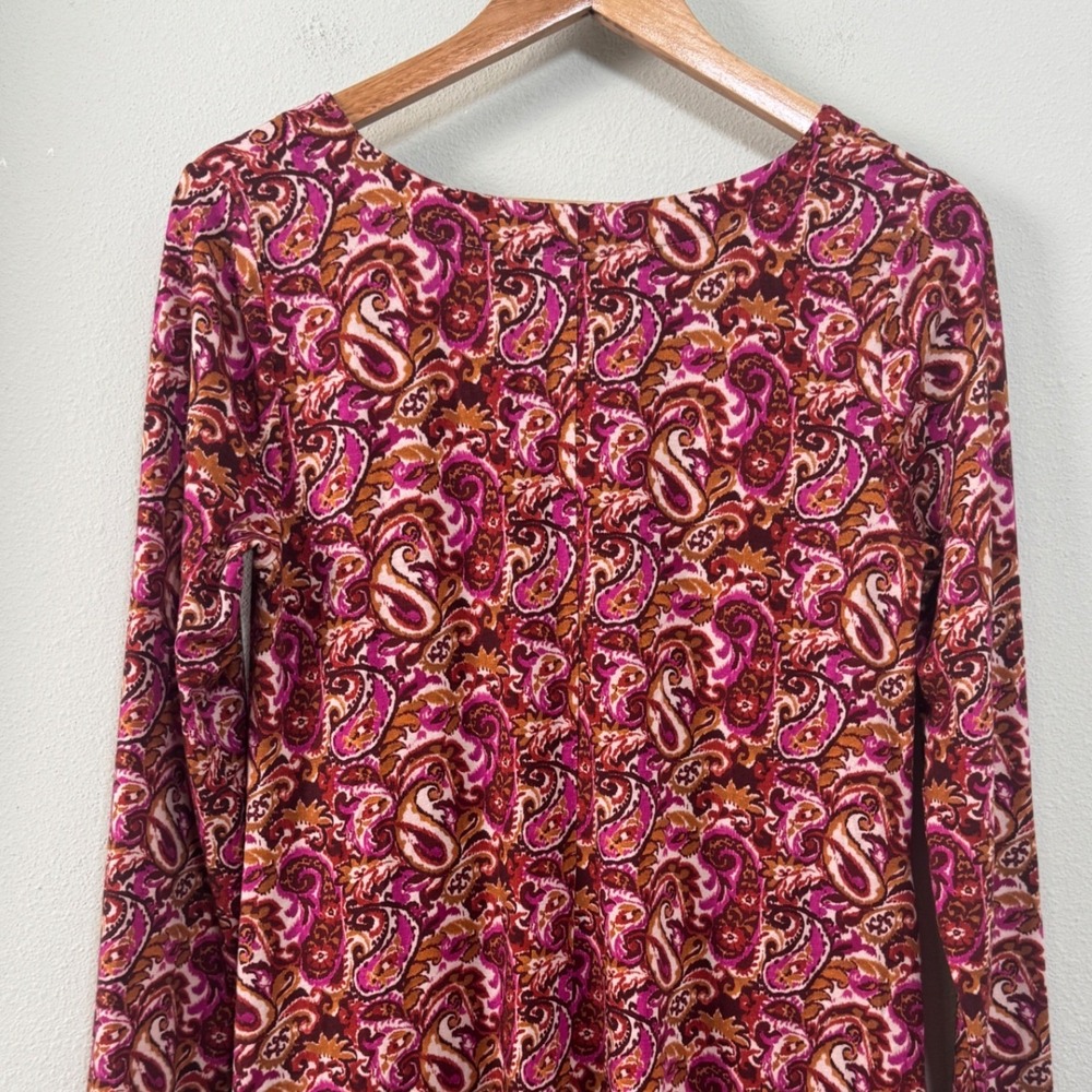 Garnet Hill Phoebe Button Front Knit Dress Spiced Rose Ikat Size Small NEW NWOT - Picture 6 of 10